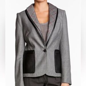 L.A.M.B. Mixed Media Tweed Check Single Button Blazer